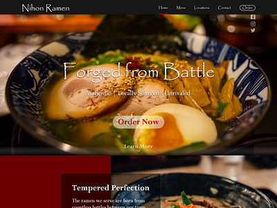 Ramen Restaurant Page Concept food ux design web design