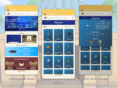 Nookmobile Concept: Critterpedia animal crossing concept gallery gaming mobile app overlay ui design ux design