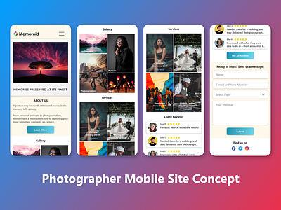 Photographer Mobile Site Concept adobe xd concept mobile site photography website ux design