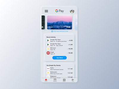 Google Pay Redesign Concept (Neumorphism + Flat Design) adobe xd concept flat design google minimalism mobile app neumorphism payment app redesign ui design ux design