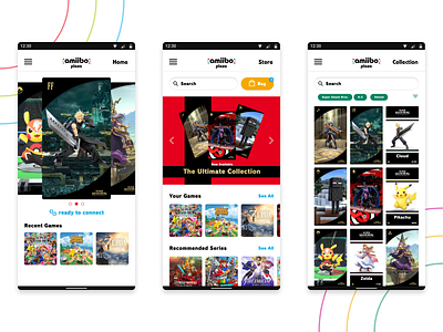 Amiibo Plaza (Mobile App Concept) amiibo concept figma gaming mobile app nfc nintendo simple ui design ux design