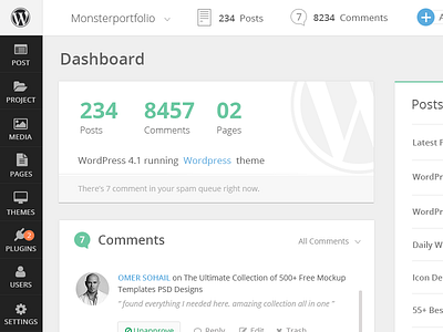 Wordpress Dashboard redesign