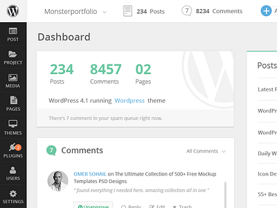 Wordpress Dashboard Redesign Concept