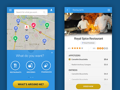 App for finding nearest Restaurants, Grocery shops,pharmacy