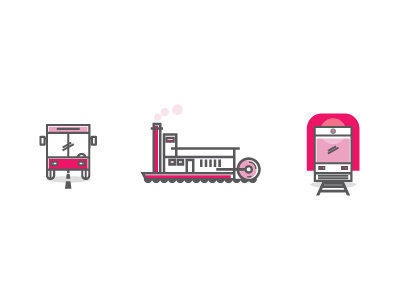 Transportation Icons bus ferry icons illustration light rail transportation