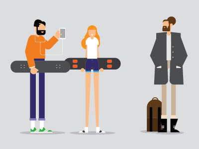 Friends illustrations people skaters