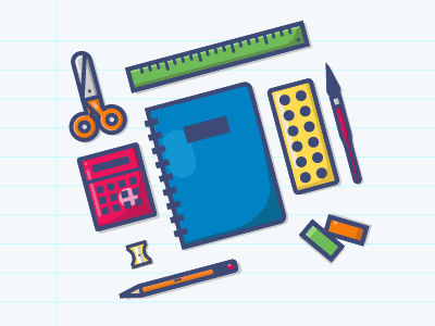 School suppies calculator notebook school scissors supplies