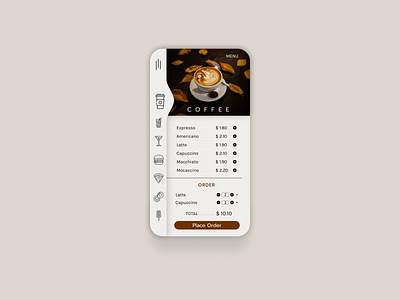 Food/Drink Menu: DailyUI_043 043 100 day challenge 100days app coffee coffee menu daily daily 100 challenge daily ui dailyui drink menu figma figma chile figma design figmachile figmadesign food and drink food menu menu mobile