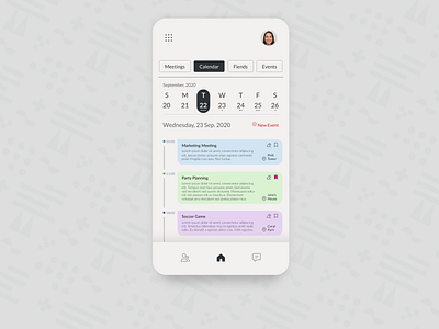 Schedule: DailyUI_071 100 daily ui 100 day challenge 100 days of ui 100daychallenge 100dayproject 100days calendar daily ui figma figma design meetings mobile mobile app mobile app design mobile design mobile ui profile schedule schedule app
