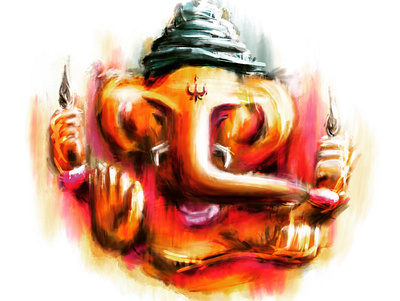 Ganesha abstract concept art digital art digital painting ganesh ganesha god hindu hinduism illustration oil oilpainting painting warm