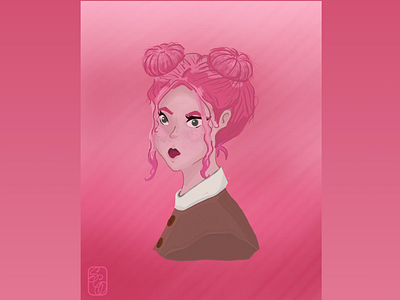 Girl w/ Pink Space Buns art character character design character illustration digital drawing digital portrait drawing girl illustration illustration pink