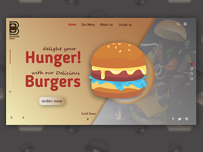 Landing page branding design burger restaurant graphicdesign illustration illustrator landing page design ui