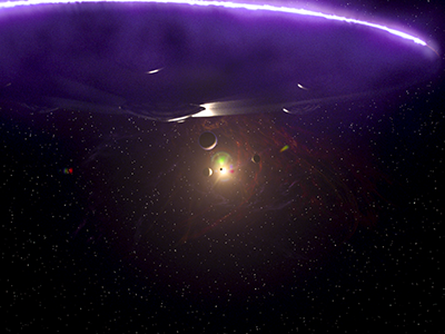 Fly nebula planets space star ufo