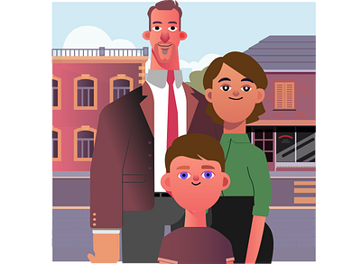 A Father, A Mother, and A Son illustration vector