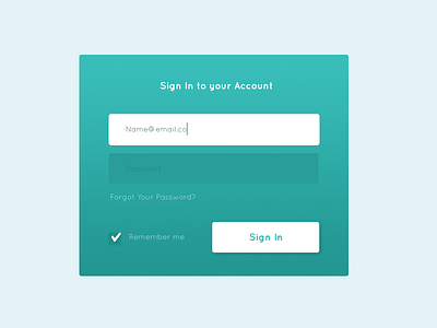 Sign In Pop Up log in remember me sign in teal text field