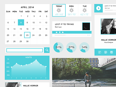 Preview UI Kit calendar chart graph movie player music player profile ui kit