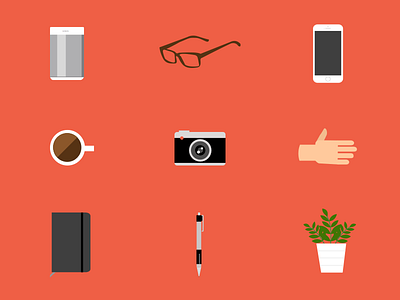 Updated Office Icons assets coffee glasses hand icons iphone leica moleskin plant sonos zebrapen