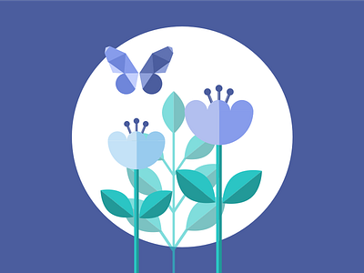 Butterfly and flowers geometric illustration butterfly color geometric illustration mobile nature sketchapp wip