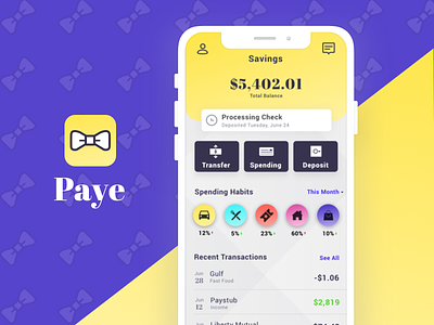 Paye app concept bank banking finance icon ios iphone x money savings