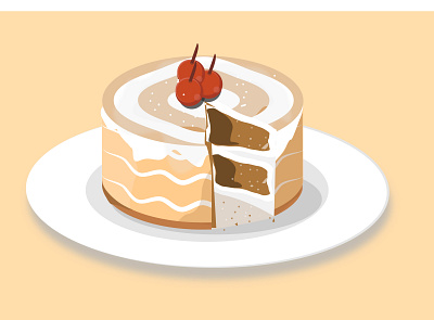 Foof Illustration - Cake Chocolate with cherry branding cake chocolate design design art food illustration illustration illustration art vector vector illustration