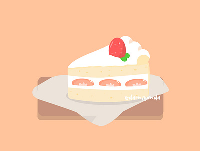 Cake Strawberry branding cake flat design food illustration illustration illustration art vector vector illustration