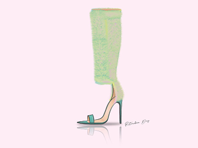 Fur Boots bold boots chic colorful design elegant fashion footwear footwear design fur heels high heels illustration pastel sketch