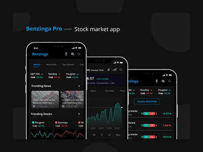 Benzinga Pro - Stock market app animation app brand branding design flat graphic design icon illustration lettering logo mobile mobile app stock market typography ui uidesign ux vector website