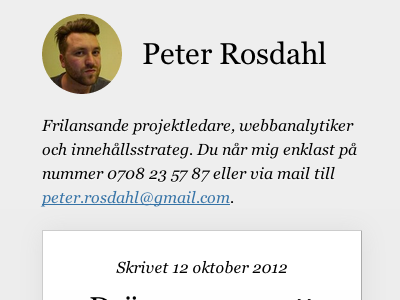 Header of the mobile version of my blog
