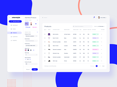 Interstyle Dashboard admin panel dashboad ecommerce minimalism price products tranding typography ui ux web app