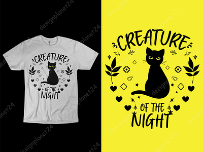 Halloween Cat T-shirt Design.