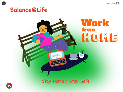 Stay@Home app art design flat illustration ui ux vector web website