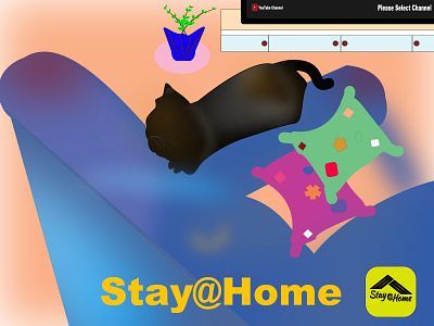 Stay At Home app art design flat illustration ui ux vector web website