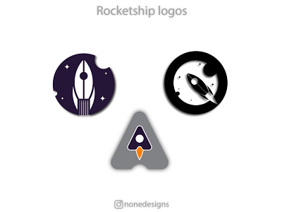 Rocketship logos logo logodesign moon nonedesigns rocketship sky space spacex