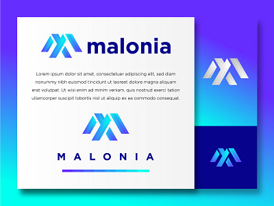 M Letter Logo Mark with blue gradient cool design