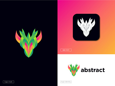 Abstract Leaf horns Logomark icon design