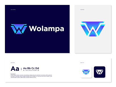 Blue color Letter W Logo design template