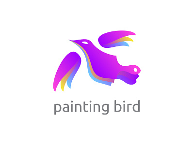 painting bird unique logo design
