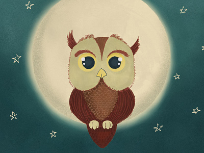 Owl Illustration animals bird illustration moon night owl stars