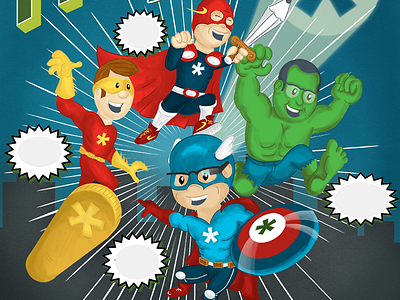 Pitch team our superheroes captain america character comic hero hulk illustration mirabeau superheroes surfer