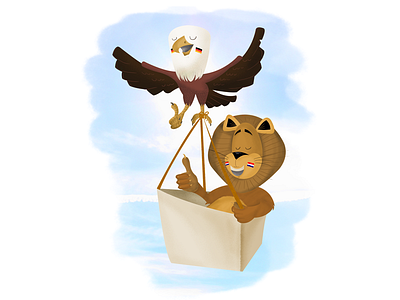 Eagle and Lion illustration animals characters drawing eagle illustration lion