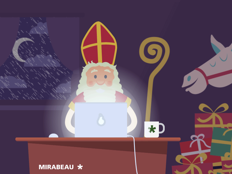 Sinterklaas doet zijn aankopen online CyberMonday Mirabeau animatedgif buy cybermonday online shopping sinterklaas