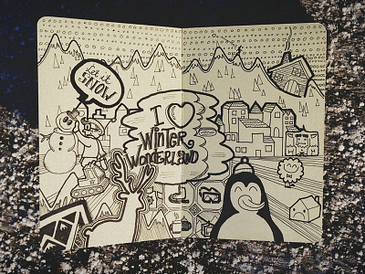 Winter Wonderland doodle doodle drawing moleskine sketch snow winter