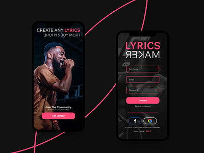 Lyrics Maker App - AdobeXD Playoff adobe xd adobexd adobexd playoff app design fun lyrics music music app rap rapper rebound signup signupform ui uiuxdesign vocals win