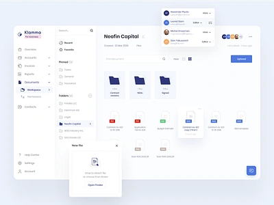 Klamma for business | Online banking documents 📑 application banking banking app banking application cloud storage documents documents manager finance fintech fintech app invoice members online banking permissions storage ui ux web app web application