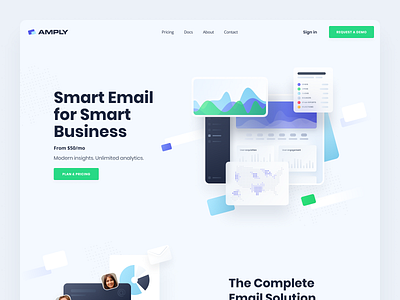 SendAmply | Marketing platform 📨 analitycs analytics chart b2b corporate email hero section landing page marketing automation marketing platform marketing tool neuomorphism presentation product page saas saas landing page saas website web app web application webdesign website