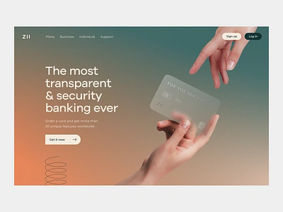 ZII Neobank | Hero section bank bank card banking banking app banking website credit card defi finance financial website fintech fintech landing fintech website hero section landing landing page mobile banking neobank neobank landing online banking product page