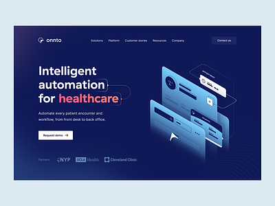 Onnto | Healthcare automation design system healthcare healthcare app healthcare automation healthtech healthtech website hero section landing page management tool medical app medical product medicine product page saas saas website schedule app visual identity