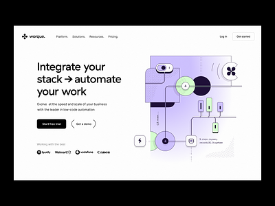 ✣ Worque | Landing page automation branding devtool hero section landing page low-code product page saas visual identity web app website workflow builder