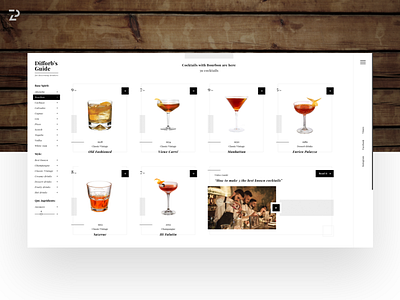 Difforb's guide (concept) alchohol bat bourbon cocktails concept design ui ux web website whiskey zipl