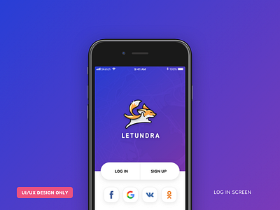 Log in screen. Letundra app android app application enter flight ios launch log in mobile sign up ui ux